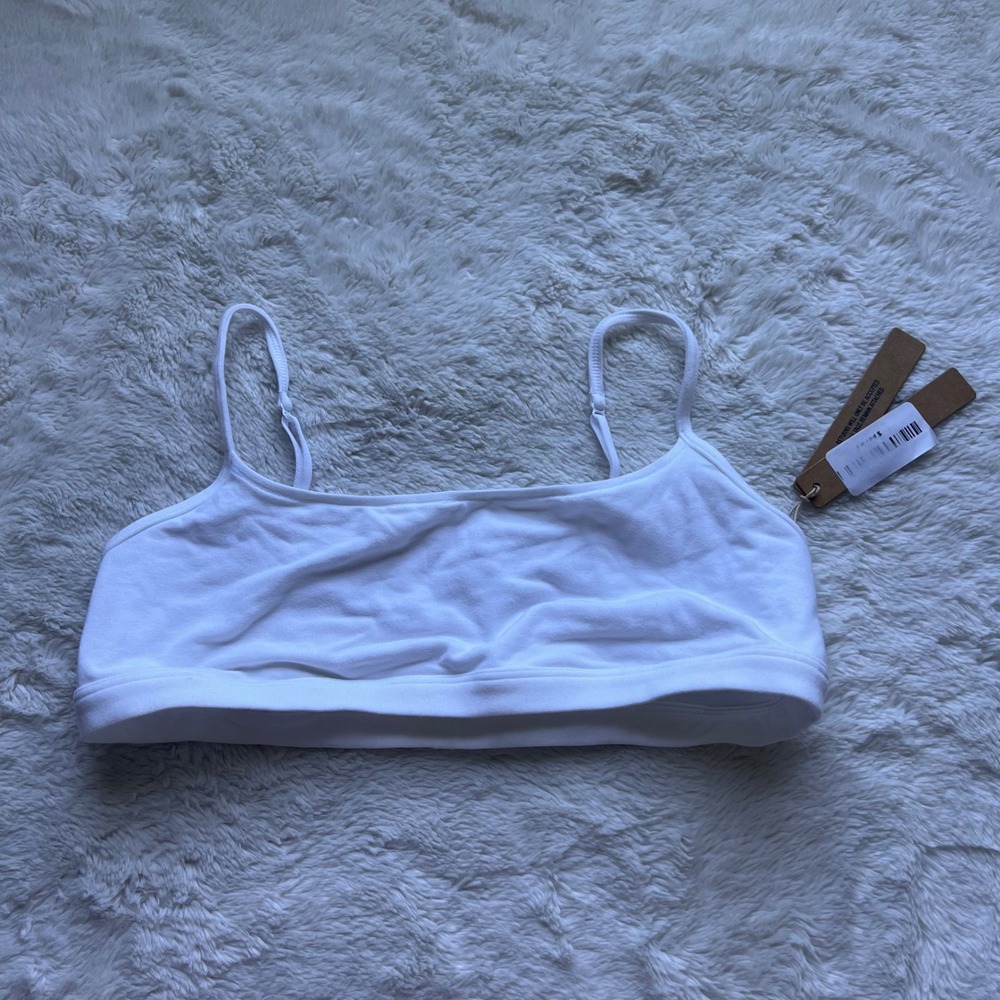 SKIMS Everyday Cotton Scoop Bralette Snow White BR-BRL-10643W Womens Medium NWT